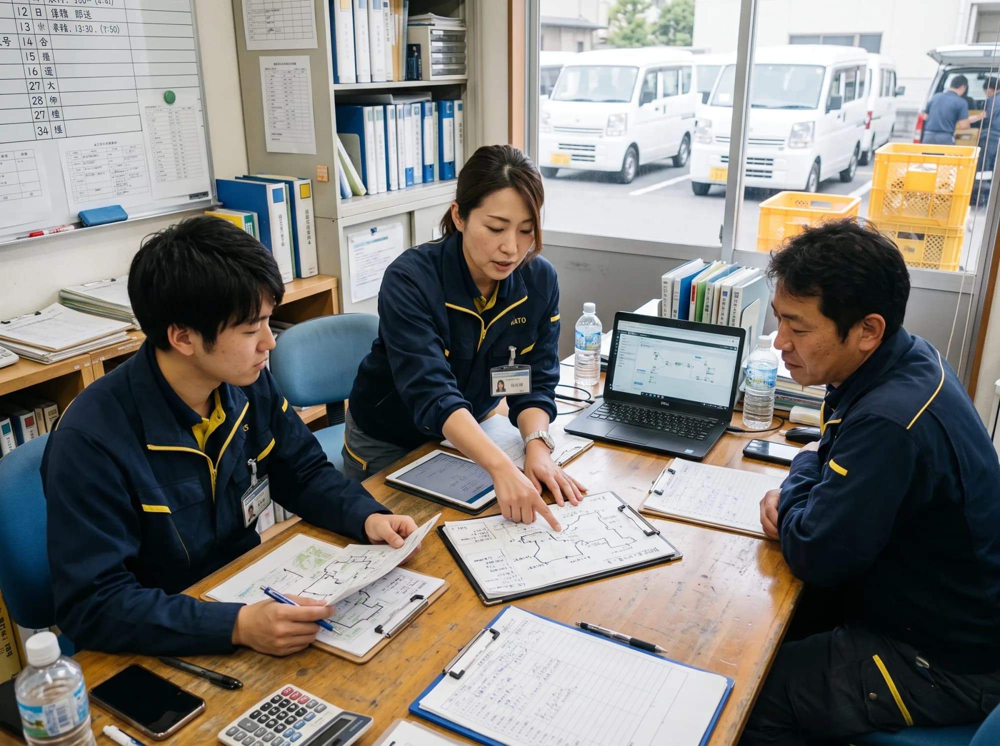 配送の担当ルートを相談するチーム