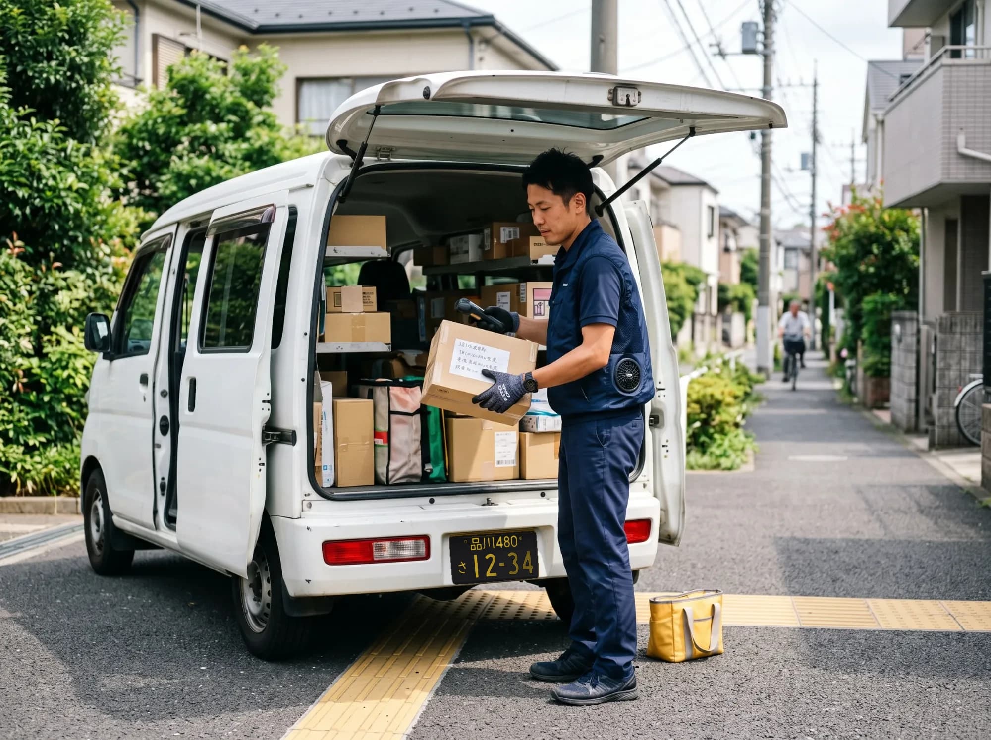 空調服を着た配送スタッフ